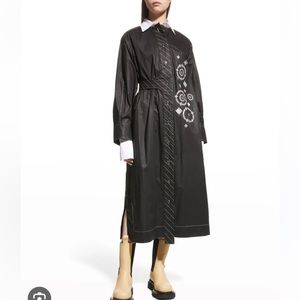 NWT Ganni Long-Sleeve Shiny Poplin Dress Size 40FR (US8)